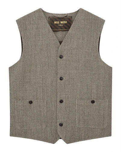 Mos Mosh Gallery - MMGConor Tweed Vest - Toffee